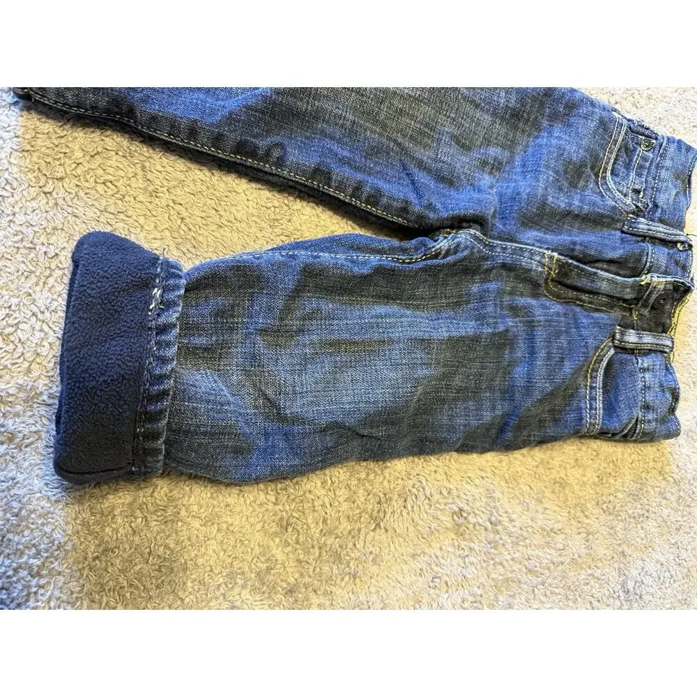 Baby Gap 1969 Fleece Lined Jeans 12-18M Loose Fit Blue Denim Warm Winter Toddler